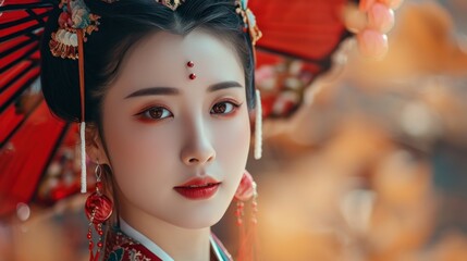 Beautiful woman in the goddess ancient china beauty style background, ai generated