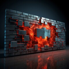 A photo of a firewall concept for IT security