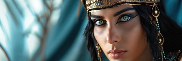 Beautiful woman in the goddess ancient egypt beauty style background, ai generated