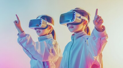 Wall Mural - Kid wear VR headset for leaning playing studing