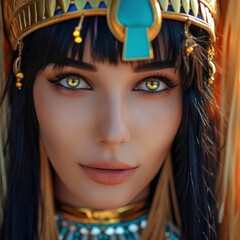 Wall Mural - Beautiful woman in the goddess ancient egypt beauty style background, ai generated