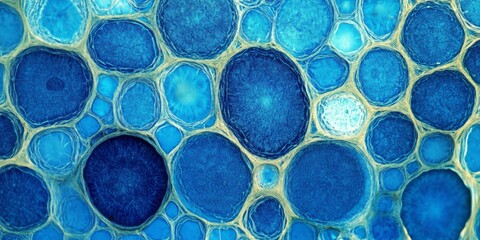 Microscopic image of blue cell background