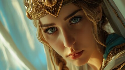 Beautiful woman in the goddess ancient greece beauty style background, ai generated