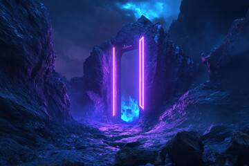 Poster - Neon Portal Landscape.