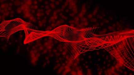 Aufkleber - Wave of particles. Futuristic dots background with a dynamic wave. Big data. 3d rendering. Future vector illustration.