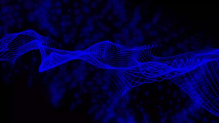 Aufkleber - Computer geometric digital connection structure. 3D render of a digital background with flowing techno particles design