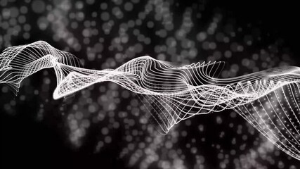 Aufkleber - White color futuristic point wave. Abstract background with a dynamic wave. Data technology illustration.