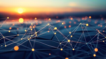 Wall Mural - abstract network connection - digital technology concept