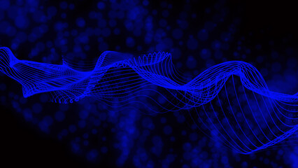 Aufkleber - Computer geometric digital connection structure. 3D render of a digital background with flowing techno particles design