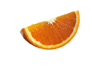 a slice of orange on a white surface