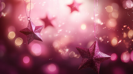 Wall Mural - Pink Stars & Lights.