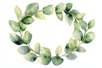 Sticker - Eucalyptus Wreath with Gold Accents A sophisticated watercolor