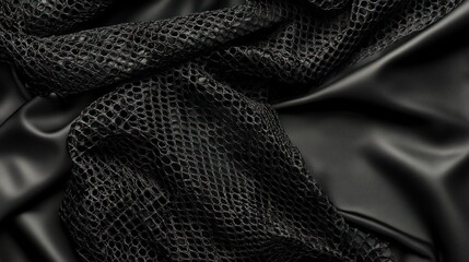 Black Netting and Smooth Fabric Texture