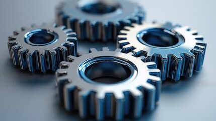 Aufkleber - Blue and silver gears interlocking representing teamwork and collaboration