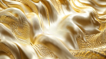 Poster - Abstract 3D golden waves with intricate patterns, giving a sense of luxury and sophistication