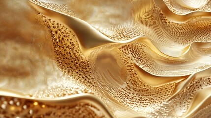 Poster - Abstract 3D golden waves with intricate patterns, giving a sense of luxury and sophistication