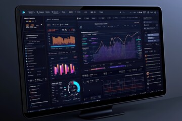 Poster - Modern workspace setup showing financial data on a desktop computer screen