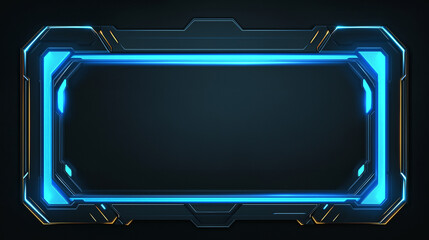 Aufkleber - Frame, futuristic and glowing blue for gaming overlay, streaming or digital content. Vector, neon and technological border with dark background for modern design, esports graphics or sci-fi interface 