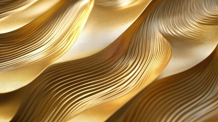 Close-up of intricate 3D golden wave patterns, showcasing detailed textures and luxurious finish