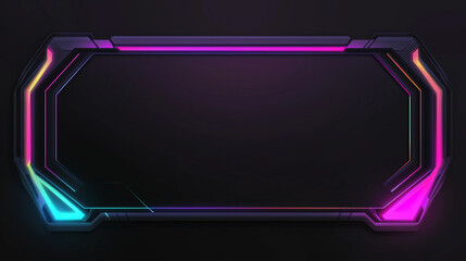 Aufkleber - Neon gaming overlay with vibrant multicolor gradient frame on dark tech background for streaming, esports, or digital content creation