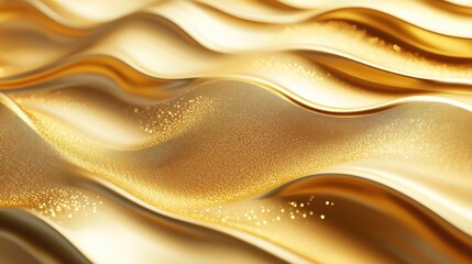 Poster - Detailed 3D golden wave patterns with a high gloss finish, adding elegance and depth to the visual design -