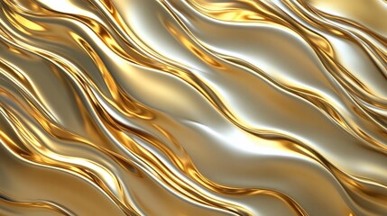 Poster - Detailed 3D golden wave patterns with a high gloss finish, adding elegance and depth to the visual design -