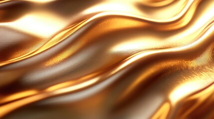 Poster - Dramatic 3D golden waves with vibrant highlights and shadows, showcasing a luxurious and modern aesthetic