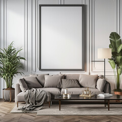 Wall Mural - three-dimensional pillow living room picture render minimal portfolio couch living sofa canvas comfortable furniture up contemporary poster apartment floor luxury room indoors window cos