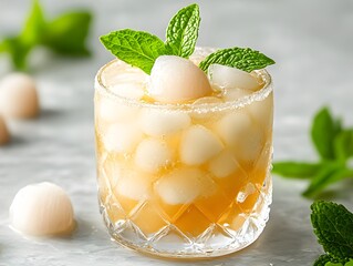 Wall Mural - Refreshing Lychee Cocktail with Mint