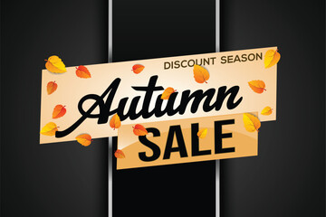 Wall Mural - autumn sale word text concept icon logo sign symbol vector note mega shopping style for use landing page, template, social media, web, mobile app, poster, banner, flyer, background, gift card, coupon
