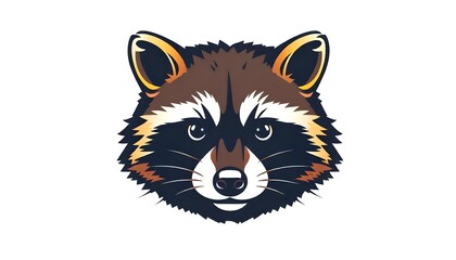 Wall Mural - Raccoon face icon drawing isolated on a white background