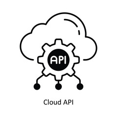 Cloud API Vector solid icon design illustration. information technology symbol on white background EPS 10 File 