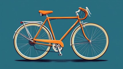 A bicycle with a yellow seat and orange frame