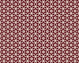 Wall Mural - Seamless pattern with a geometric design of white stars on a red background. Perfect for creating a sophisticated and elegant design aesthetic