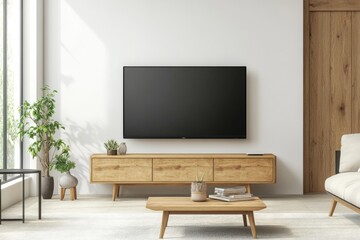 Wall Mural - Living room with sofa and TV in minimalist style