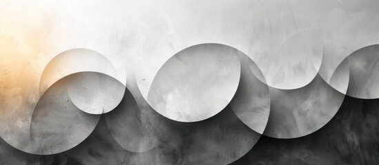 Wall Mural - Abstract Gray and White Curving Shapes with a Sunburst