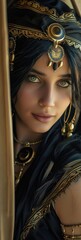 Beautiful woman in the goddess babylonian civilization beauty style background, ai generated