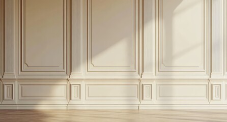 Wall Mural - An empty luxury beige interior with wall moldings