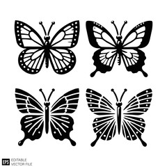 butterfly Isolated vector graphic illustration design in black and white silhouette for clip art templates