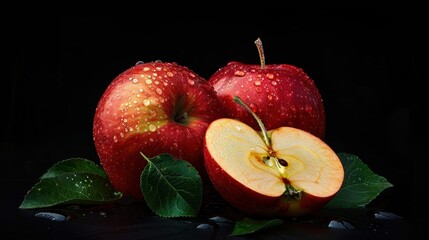 Apple fruit over black background