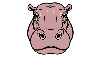 Wall Mural - Hippopotamus face icon drawing isolated on a white background