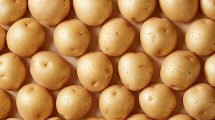 Poster - A collection of washed potatoes with smooth skins arranged neatly in rows