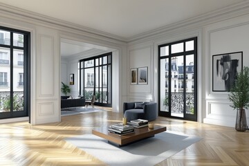 Wall Mural - Design of a modern living room in a Parisian apartment from a Scandinavian home.