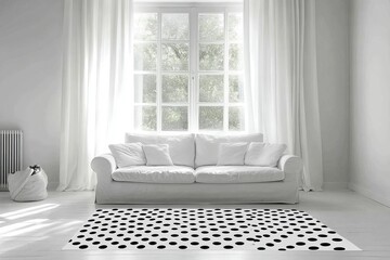 Poster - An interior design for a living room featuring a comfortable sofa and stylish rugs