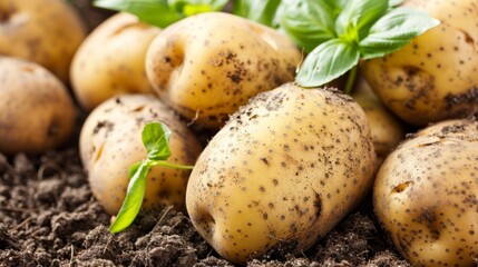 Poster - A pile of fresh potatoes with earthy skin and some dirt still clinging to them
