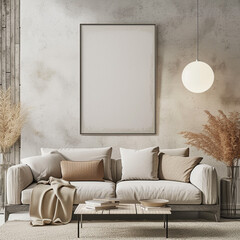 Wall Mural - three-dimensional lounge living room picture render identity portfolio couch living sofa comfortable furniture lamp up contemporary indoor poster apartment floor luxury photo room chair