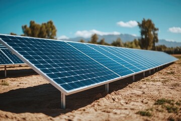 Solar panels collecting sustainable energy on a sunny day