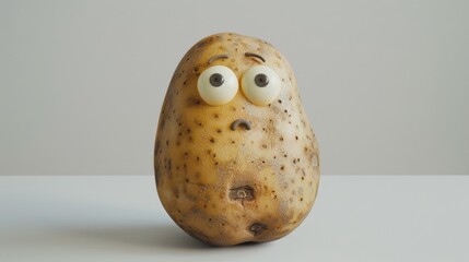 Poster - A single large potato with a rough texture and small eyes on a white background