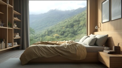 Poster - Interior design of a modern bedroom in Scandinavian style