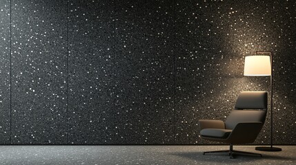 Poster - With space for design, comfortable armchair and lamp are placed near the wall. Stylish elements are utilized in the interior design.